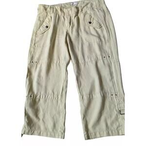 Vince Silk Cargo Pants Women 6 8 Bright Neon Yellow Cropped Utility Y2k